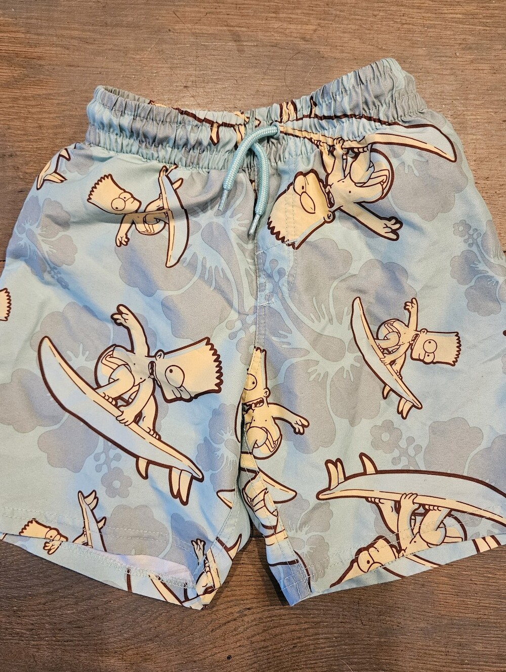 Bart Simpsons Light Blue Pop Culture Swim Trunks Size 8 Boy